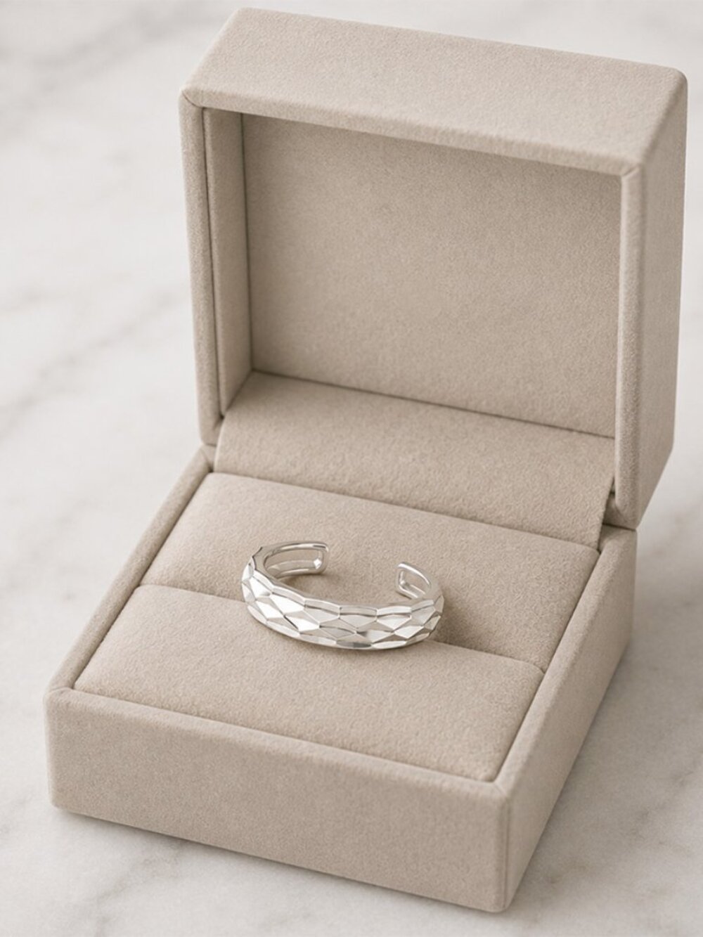 Solid Adjustable Toe Ring 14k White Gold